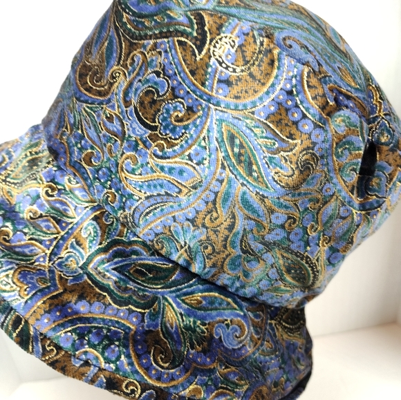 💠 vintage velour velvet paisley bucket hat 60s y2k boho hippie - Picture 8 of 9